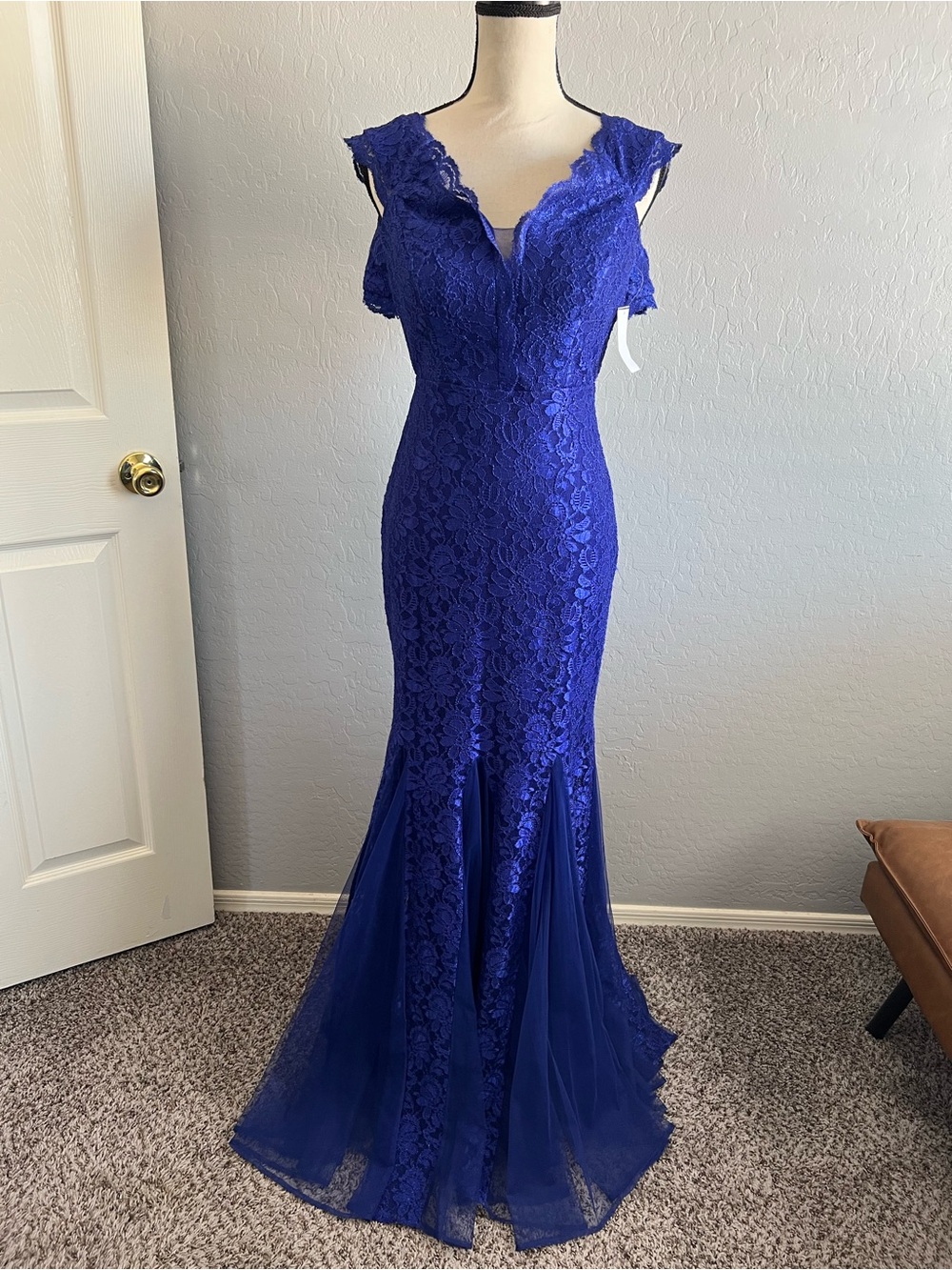 Camille La Vie Royal Blue Lace Maxi Gown